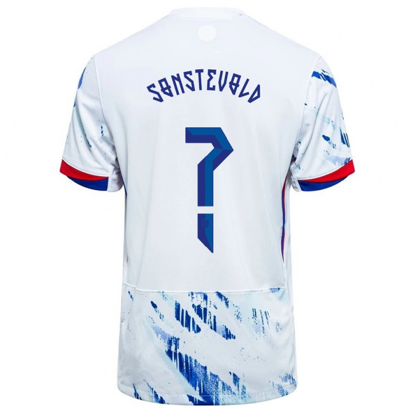 Danxen Hombre Camiseta Noruega Anja Sønstevold #0 Blanco Azul 2ª Equipación 24-26 La Camisa México