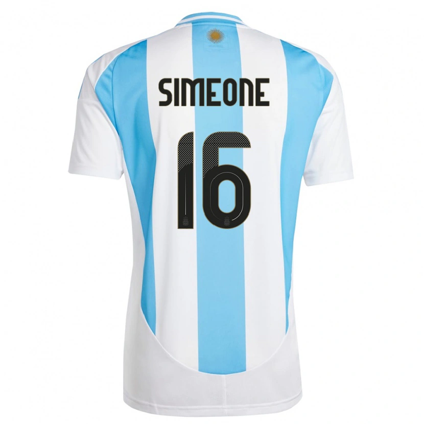 Danxen Mujer Camiseta Argentina Giuliano Simeone #16 Blanco Azul 1ª Equipación 24-26 La Camisa México