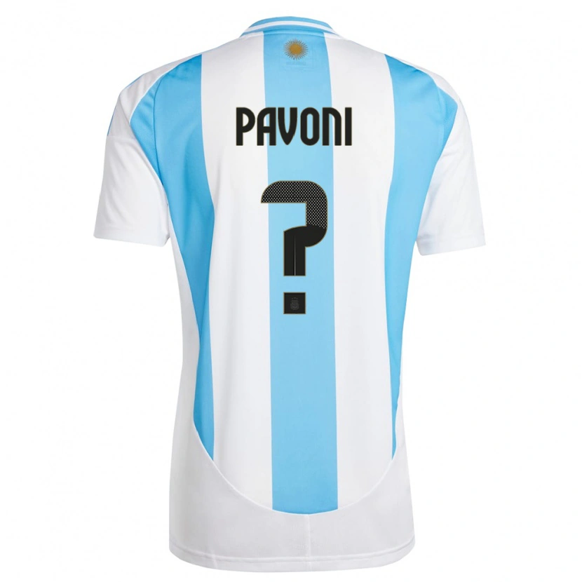 Danxen Mujer Camiseta Argentina Gino Pavoni #0 Blanco Azul 1ª Equipación 24-26 La Camisa México