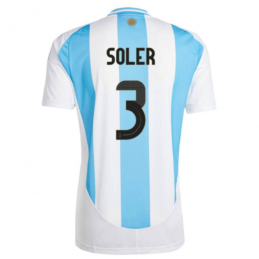 Danxen Mujer Camiseta Argentina Julio Soler #3 Blanco Azul 1ª Equipación 24-26 La Camisa México