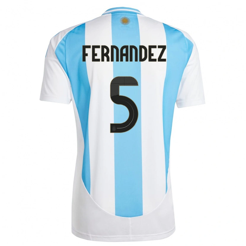 Danxen Mujer Camiseta Argentina Ezequiel Fernández #5 Blanco Azul 1ª Equipación 24-26 La Camisa México