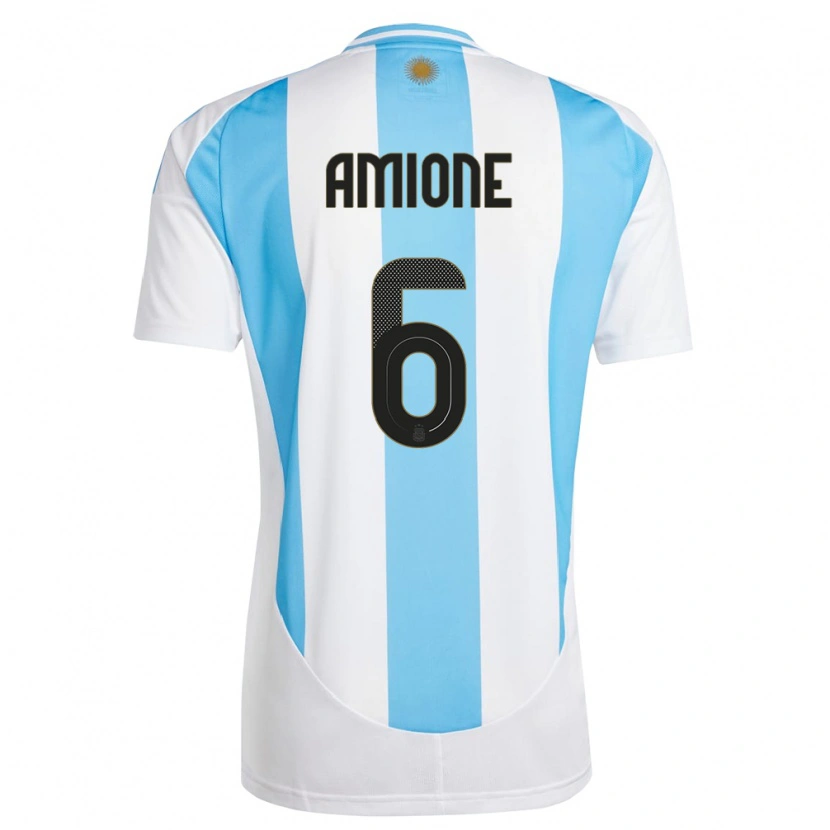 Danxen Mujer Camiseta Argentina Bruno Amione #6 Blanco Azul 1ª Equipación 24-26 La Camisa México