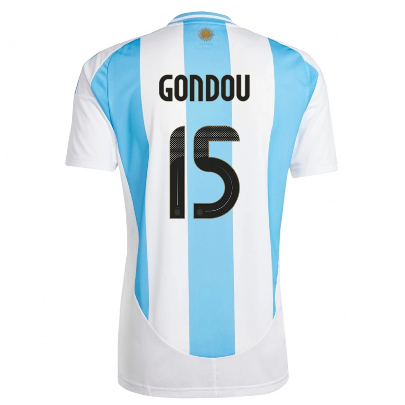 Danxen Mujer Camiseta Argentina Luciano Gondou #15 Blanco Azul 1ª Equipación 24-26 La Camisa México