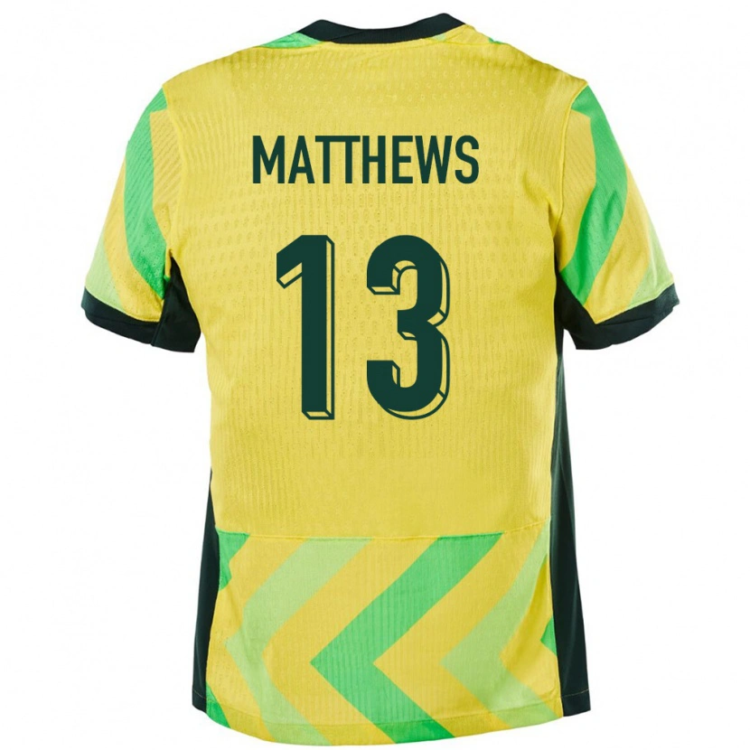 Danxen Mujer Camiseta Australia Hayden Matthews #13 Dorado 1ª Equipación 24-26 La Camisa México