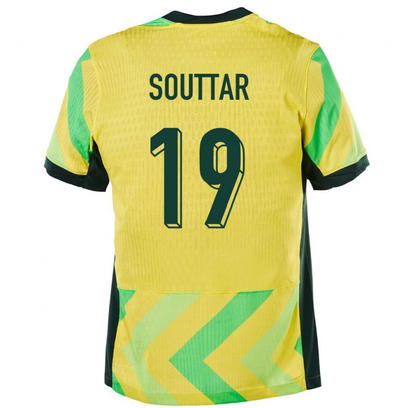 Danxen Mujer Camiseta Australia Harry Souttar #19 Dorado 1ª Equipación 24-26 La Camisa México