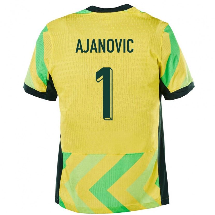 Danxen Mujer Camiseta Australia Jai Ajanovic #1 Dorado 1ª Equipación 24-26 La Camisa México