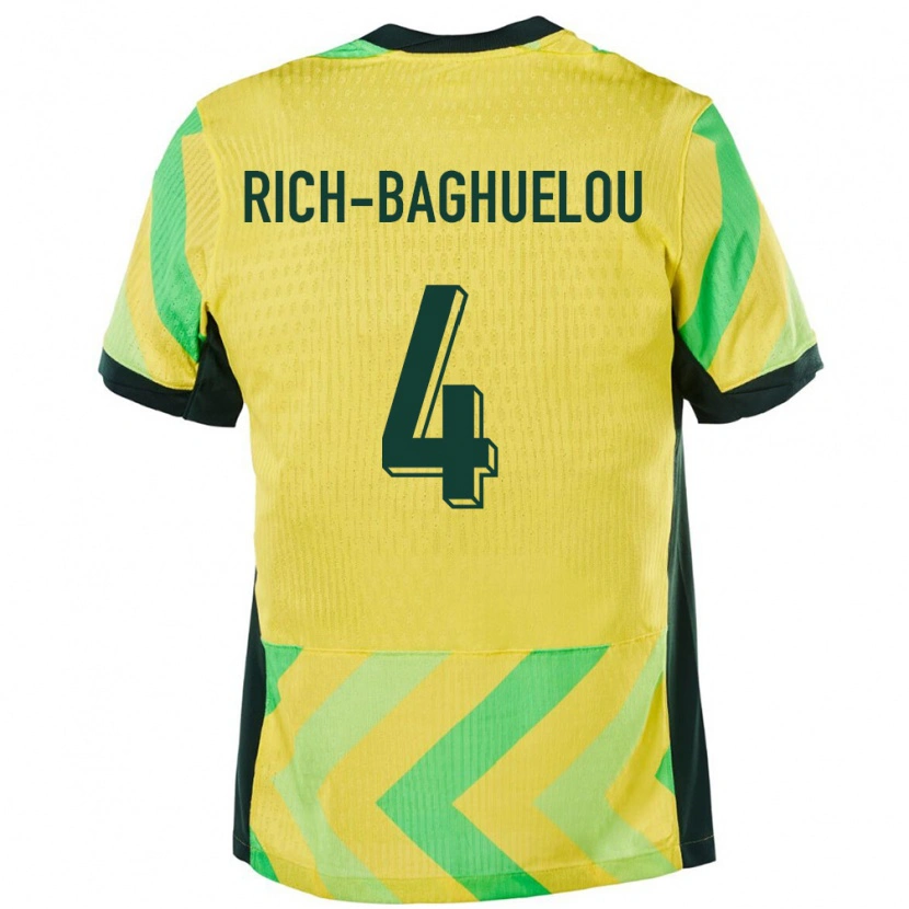 Danxen Mujer Camiseta Australia Jay Rich Baghuelou #4 Dorado 1ª Equipación 24-26 La Camisa México
