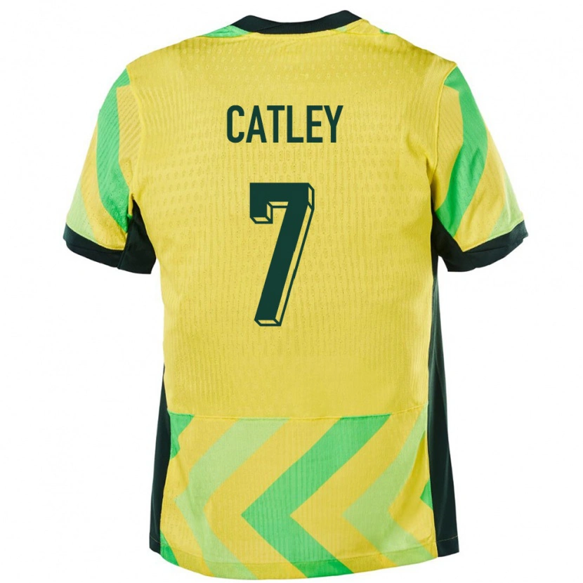 Danxen Mujer Camiseta Australia Stephanie Catley #7 Dorado 1ª Equipación 24-26 La Camisa México