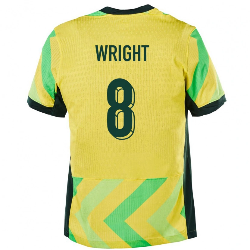 Danxen Mujer Camiseta Australia Bailey Wright #8 Dorado 1ª Equipación 24-26 La Camisa México