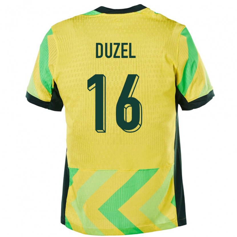 Danxen Mujer Camiseta Australia Luke Duzel #16 Dorado 1ª Equipación 24-26 La Camisa México