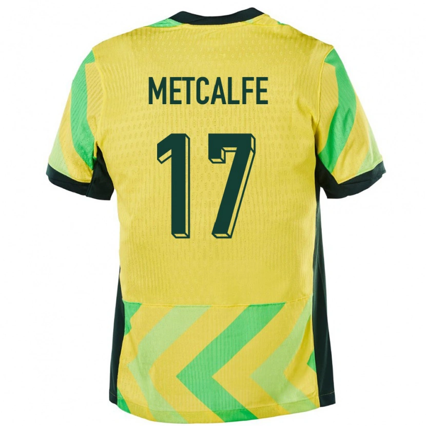 Danxen Mujer Camiseta Australia Connor Metcalfe #17 Dorado 1ª Equipación 24-26 La Camisa México