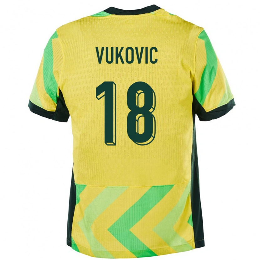 Danxen Mujer Camiseta Australia Danny Vukovic #18 Dorado 1ª Equipación 24-26 La Camisa México