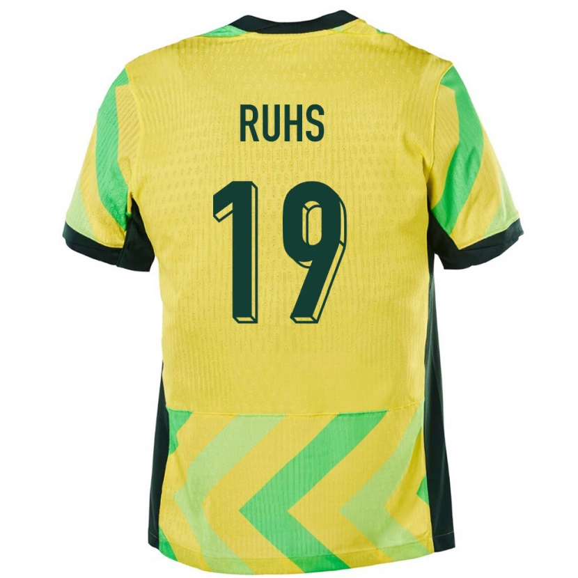 Danxen Mujer Camiseta Australia Michael Ruhs #19 Dorado 1ª Equipación 24-26 La Camisa México