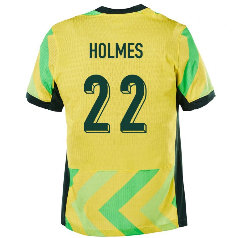 Danxen Mujer Camiseta Australia Jordan Holmes #22 Dorado 1ª Equipación 24-26 La Camisa México