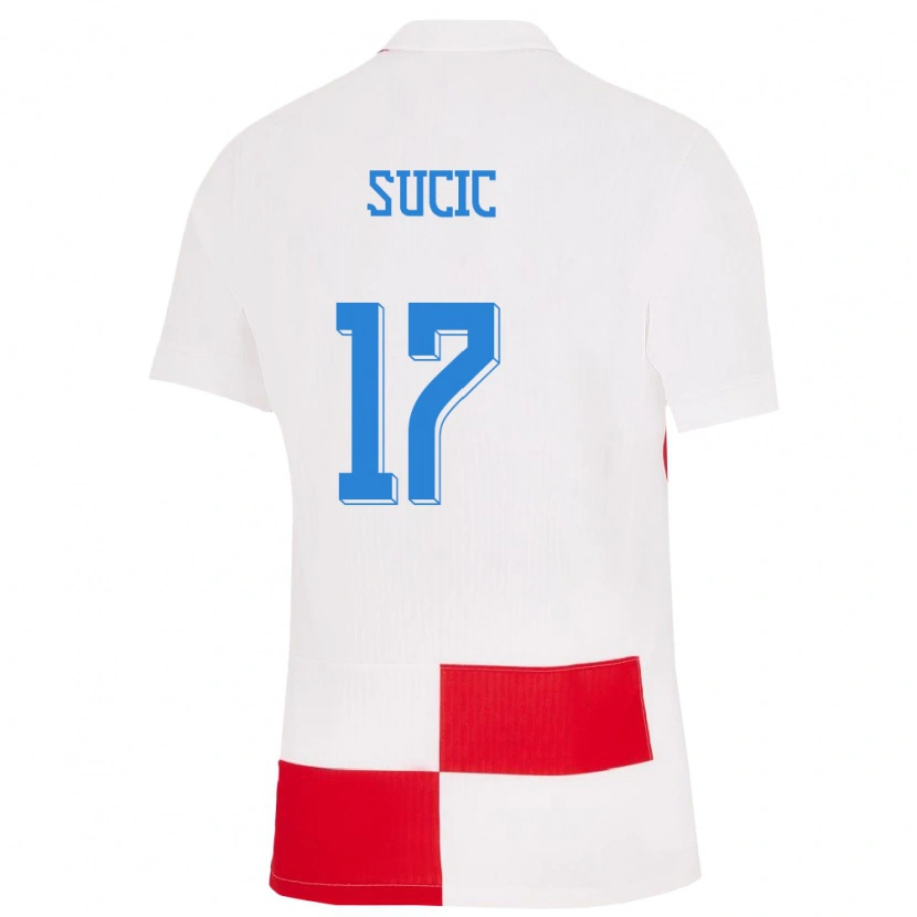 Danxen Mujer Camiseta Croacia Petar Sucic #17 Blanco Rojo 1ª Equipación 24-26 La Camisa México