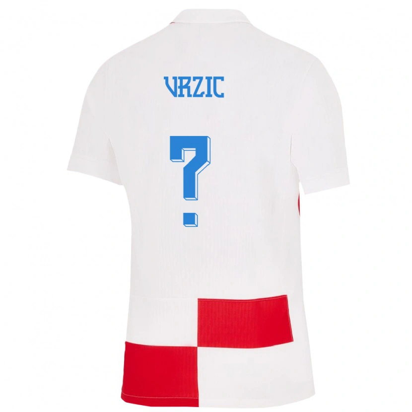 Danxen Mujer Camiseta Croacia Luka Vrzic #0 Blanco Rojo 1ª Equipación 24-26 La Camisa México