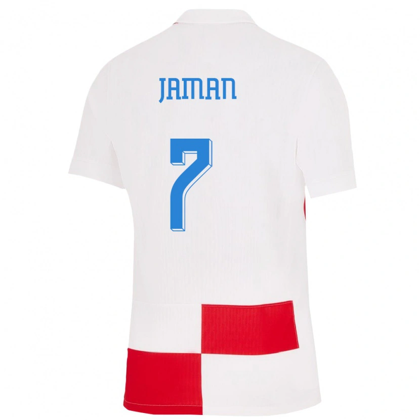 Danxen Mujer Camiseta Croacia Drazen Jaman #7 Blanco Rojo 1ª Equipación 24-26 La Camisa México