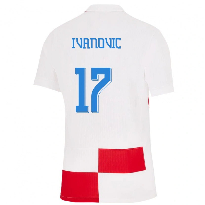 Danxen Mujer Camiseta Croacia Franjo Ivanovic #17 Blanco Rojo 1ª Equipación 24-26 La Camisa México