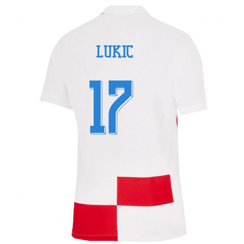 Danxen Mujer Camiseta Croacia Oliver Lukic #17 Blanco Rojo 1ª Equipación 24-26 La Camisa México