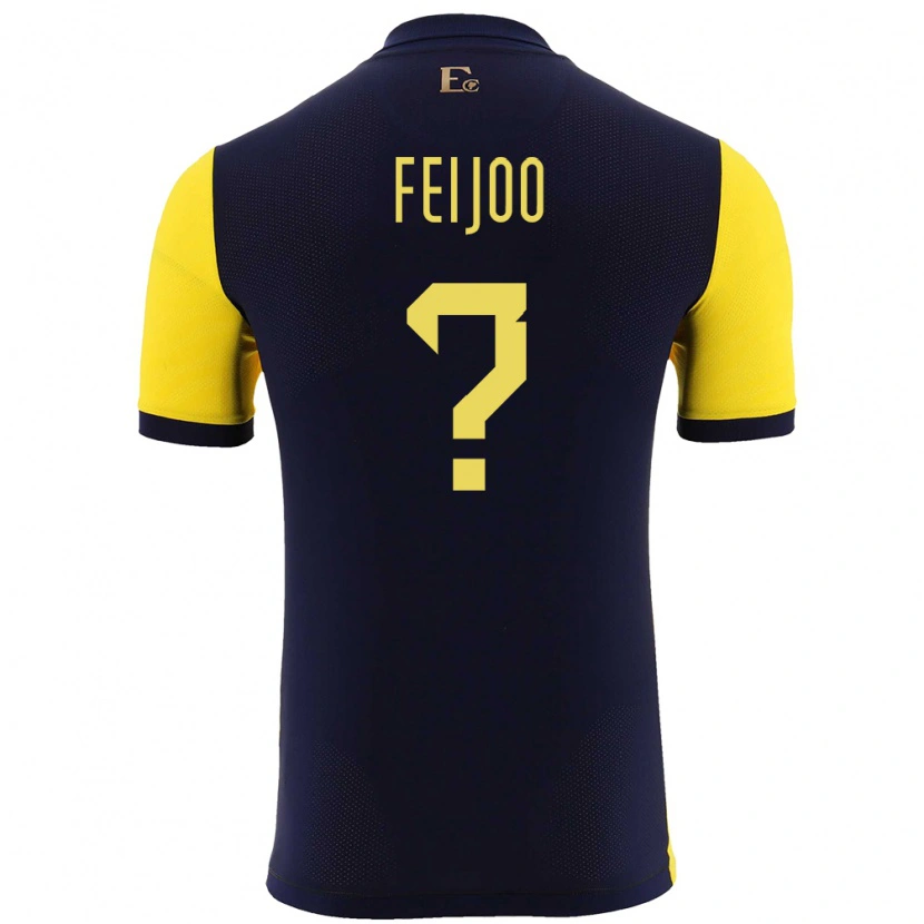 Danxen Mujer Camiseta Ecuador Jostin Feijoo #0 Amarillo 1ª Equipación 24-26 La Camisa México