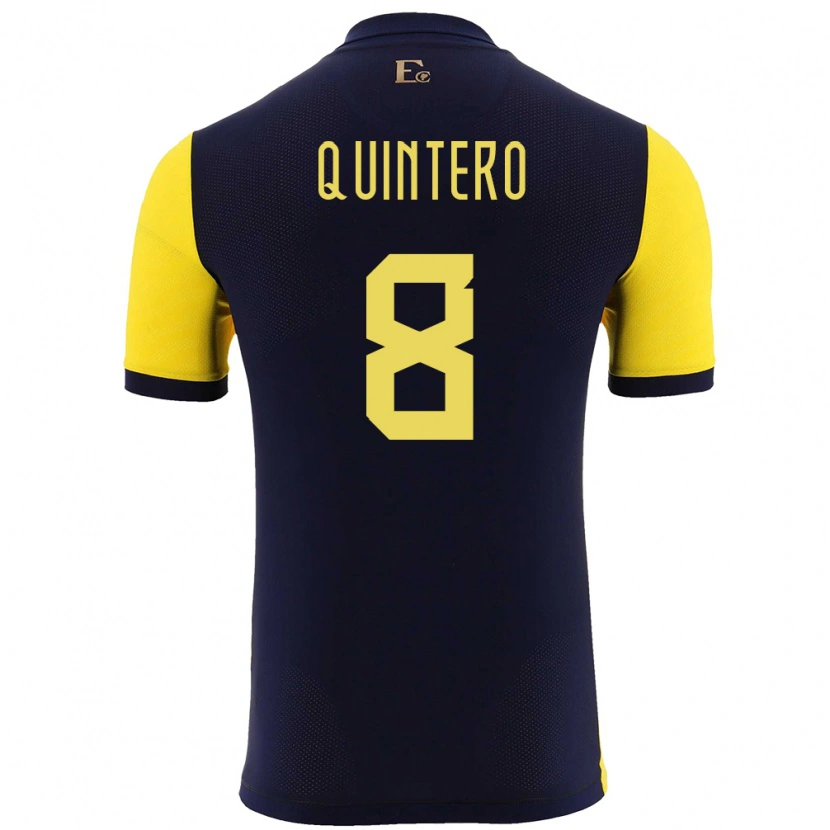 Danxen Mujer Camiseta Ecuador Hólger Quintero #8 Amarillo 1ª Equipación 24-26 La Camisa México