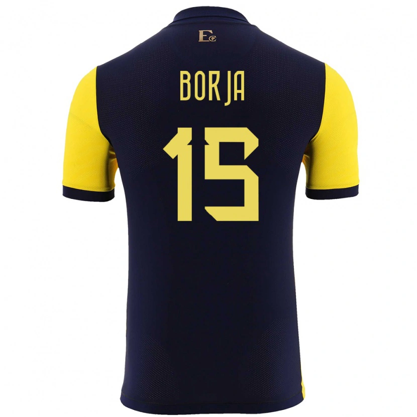 Danxen Mujer Camiseta Ecuador Ronny Borja #15 Amarillo 1ª Equipación 24-26 La Camisa México
