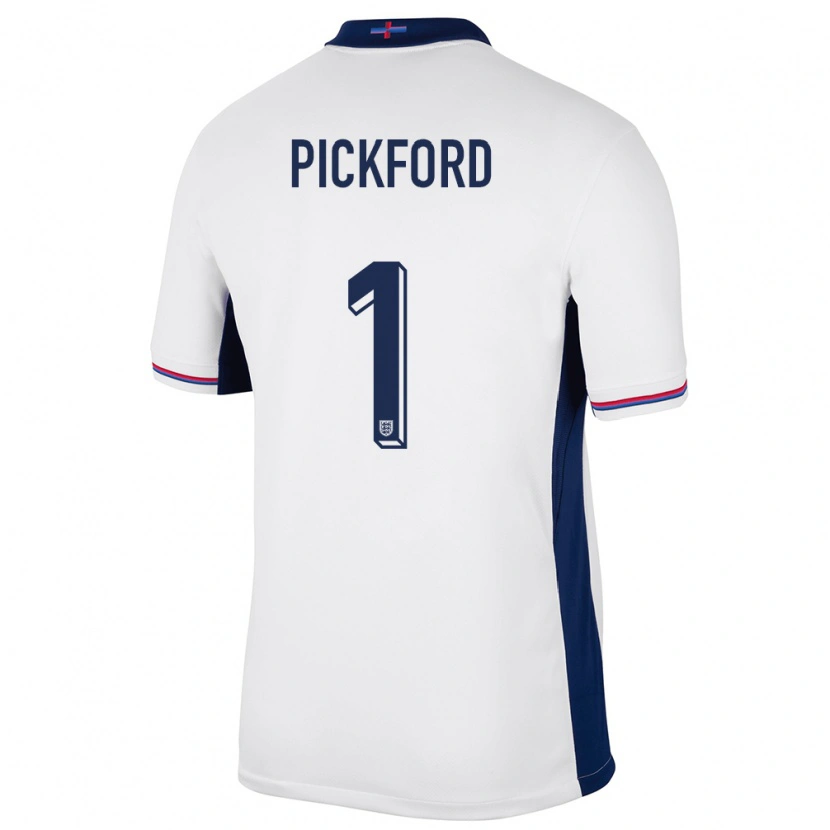 Danxen Mujer Camiseta Inglaterra Jordan Pickford #1 Blanco 1ª Equipación 24-26 La Camisa México