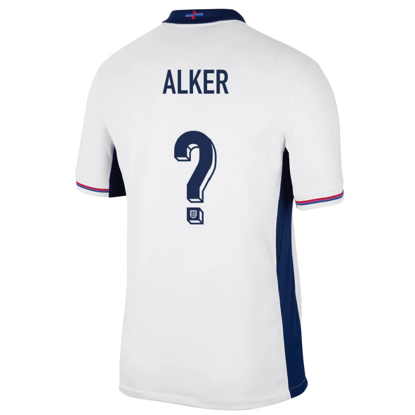 Danxen Mujer Camiseta Inglaterra Samuel Alker #0 Blanco 1ª Equipación 24-26 La Camisa México