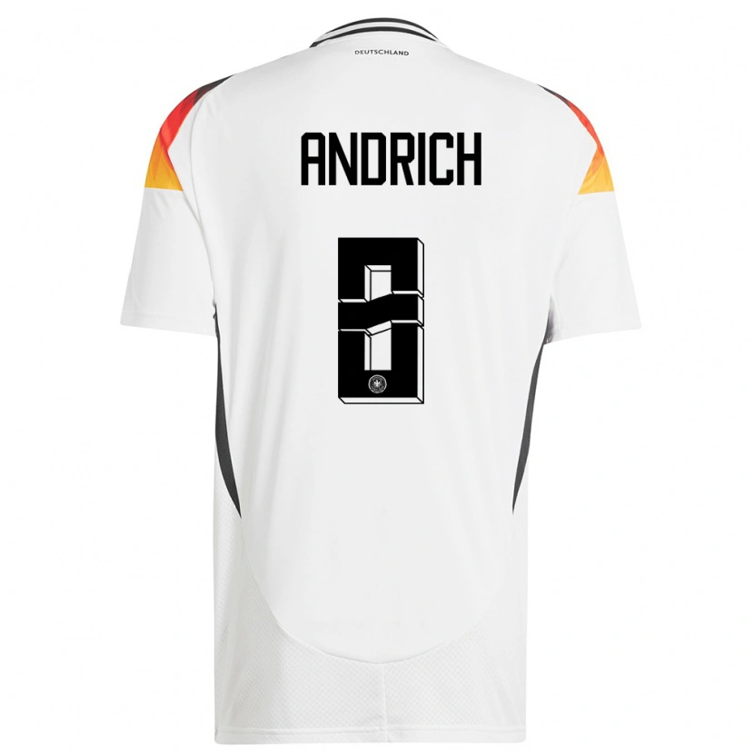 Danxen Mujer Camiseta Alemania Robert Andrich #8 Blanco 1ª Equipación 24-26 La Camisa México