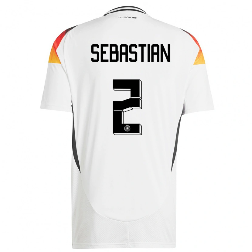 Danxen Mujer Camiseta Alemania Jordy Sebastian #2 Blanco 1ª Equipación 24-26 La Camisa México