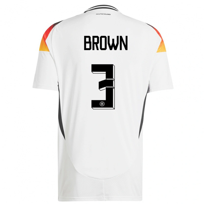 Danxen Mujer Camiseta Alemania Nathaniel Brown #3 Blanco 1ª Equipación 24-26 La Camisa México