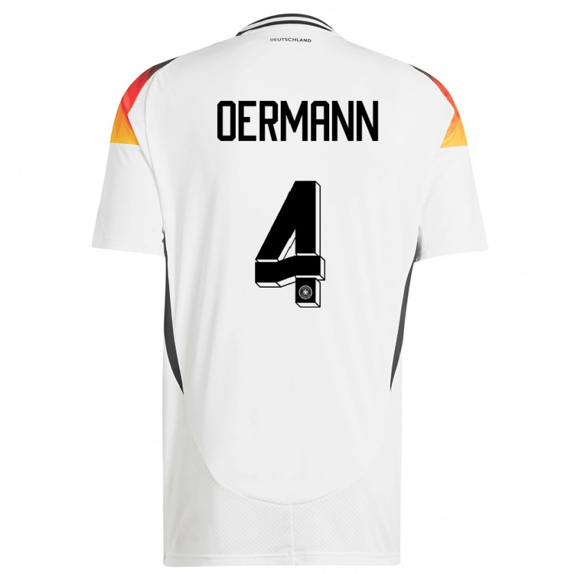 Danxen Mujer Camiseta Alemania Tim Oermann #4 Blanco 1ª Equipación 24-26 La Camisa México