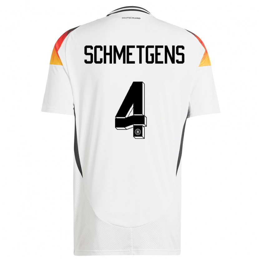 Danxen Mujer Camiseta Alemania Mick Schmetgens #4 Blanco 1ª Equipación 24-26 La Camisa México