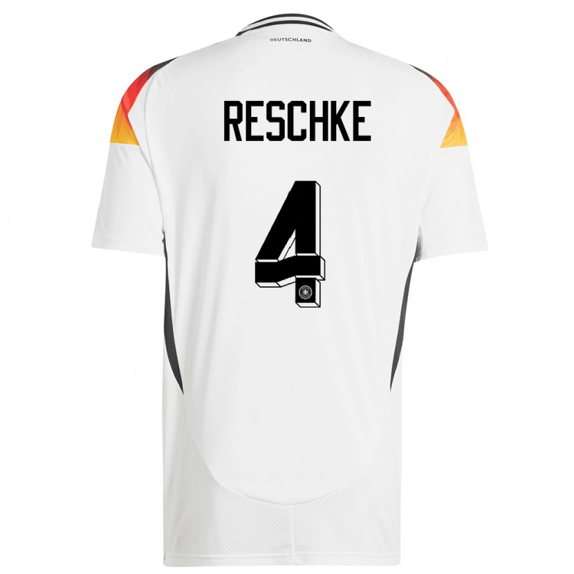 Danxen Mujer Camiseta Alemania Gianluca Reschke #4 Blanco 1ª Equipación 24-26 La Camisa México