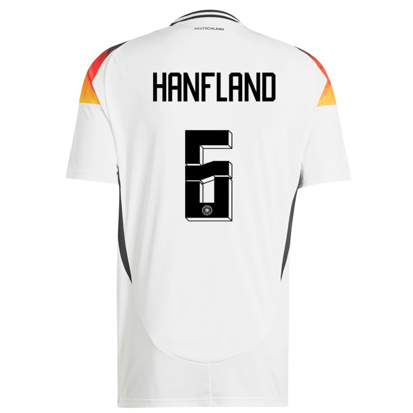 Danxen Mujer Camiseta Alemania Paul Hanfland #6 Blanco 1ª Equipación 24-26 La Camisa México