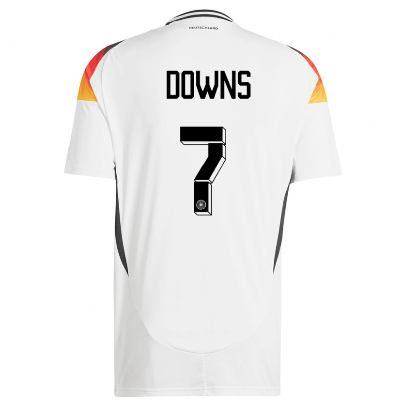 Danxen Mujer Camiseta Alemania Damion Downs #7 Blanco 1ª Equipación 24-26 La Camisa México