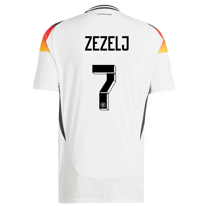 Danxen Mujer Camiseta Alemania Neno Zezelj #7 Blanco 1ª Equipación 24-26 La Camisa México