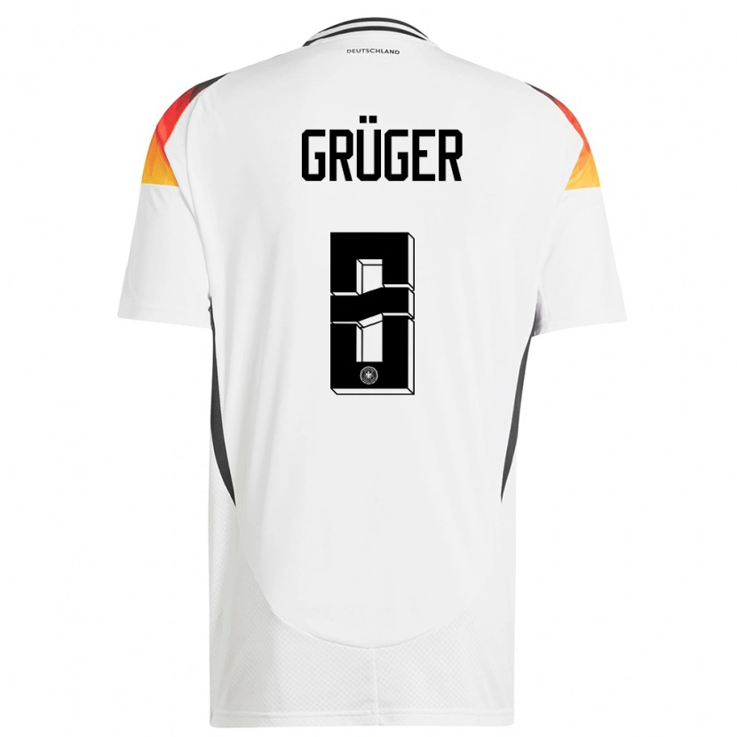 Danxen Mujer Camiseta Alemania Max Grüger #8 Blanco 1ª Equipación 24-26 La Camisa México