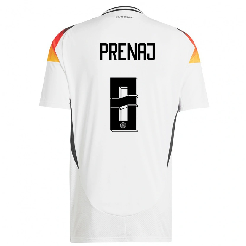 Danxen Mujer Camiseta Alemania Christian Prenaj #8 Blanco 1ª Equipación 24-26 La Camisa México