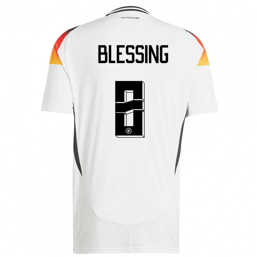 Danxen Mujer Camiseta Alemania Èlisée Blessing #8 Blanco 1ª Equipación 24-26 La Camisa México