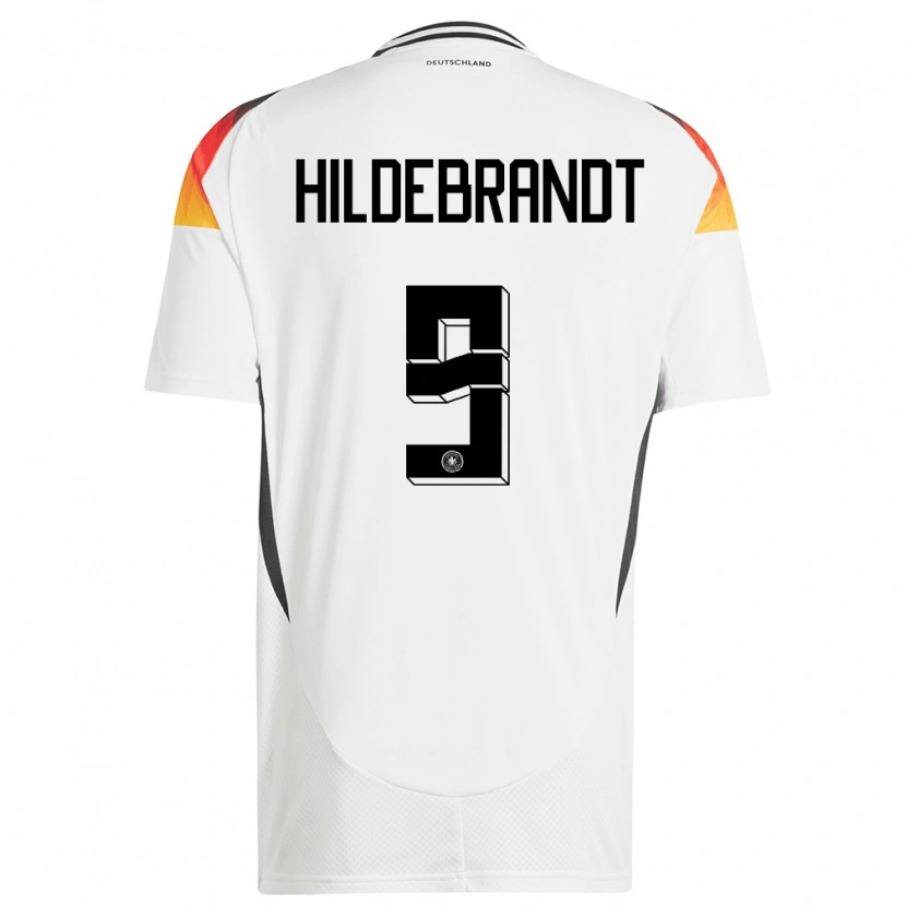 Danxen Mujer Camiseta Alemania Niklas Hildebrandt #9 Blanco 1ª Equipación 24-26 La Camisa México
