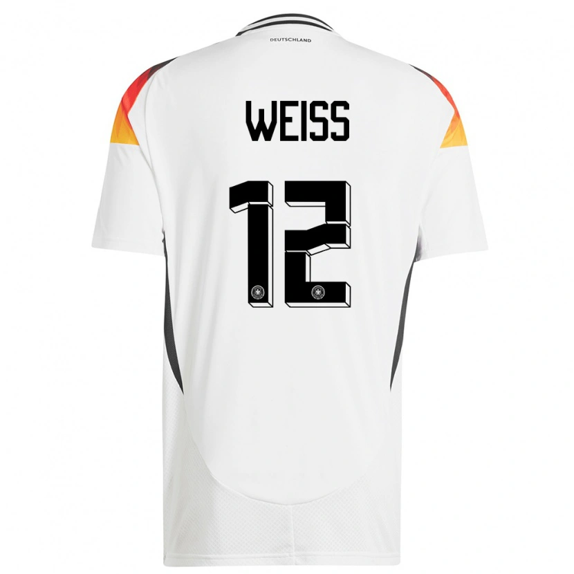 Danxen Mujer Camiseta Alemania Max Weiß #12 Blanco 1ª Equipación 24-26 La Camisa México