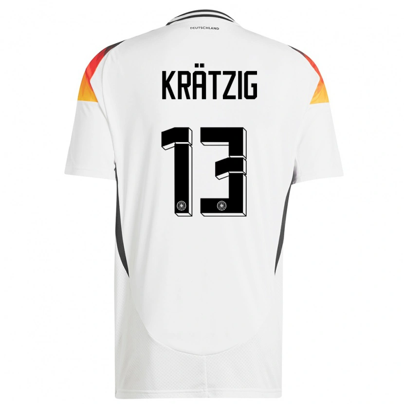 Danxen Mujer Camiseta Alemania Frans Krätzig #13 Blanco 1ª Equipación 24-26 La Camisa México