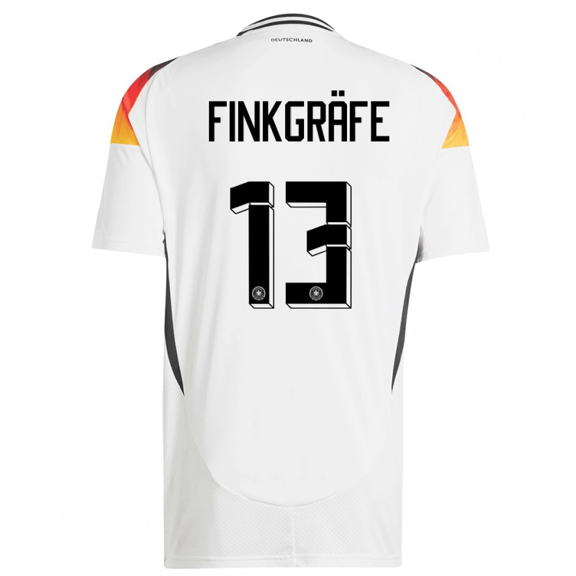 Danxen Mujer Camiseta Alemania Max Finkgräfe #13 Blanco 1ª Equipación 24-26 La Camisa México