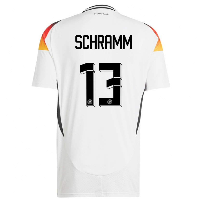 Danxen Mujer Camiseta Alemania Collin Schramm #13 Blanco 1ª Equipación 24-26 La Camisa México