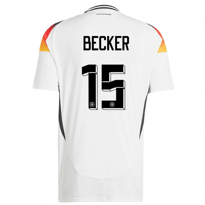 Danxen Mujer Camiseta Alemania Jesper Becker #15 Blanco 1ª Equipación 24-26 La Camisa México