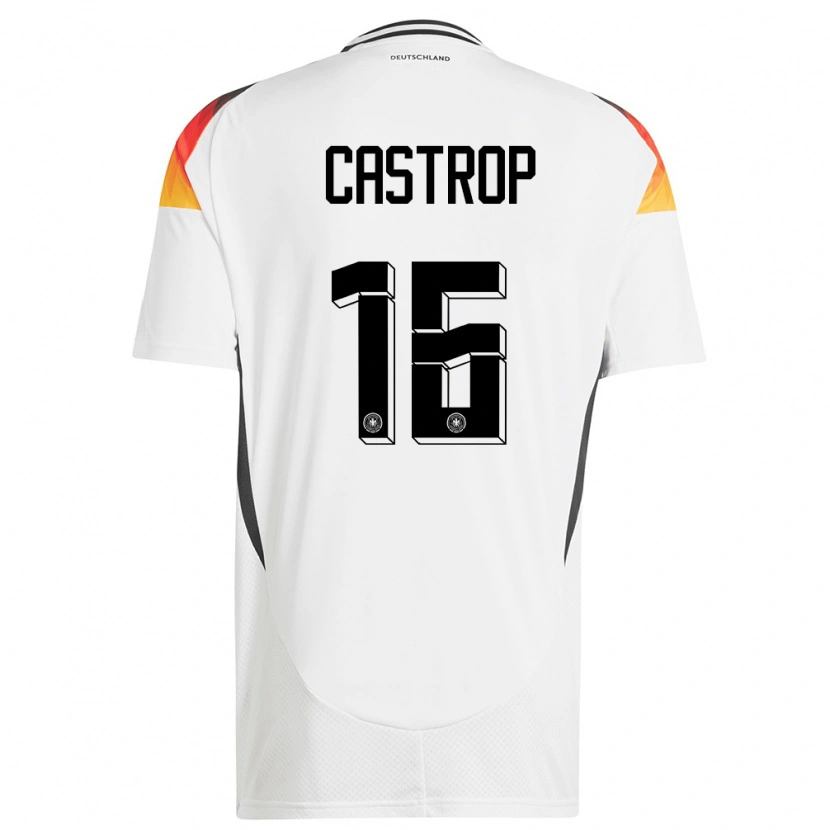 Danxen Mujer Camiseta Alemania Jens Castrop #16 Blanco 1ª Equipación 24-26 La Camisa México