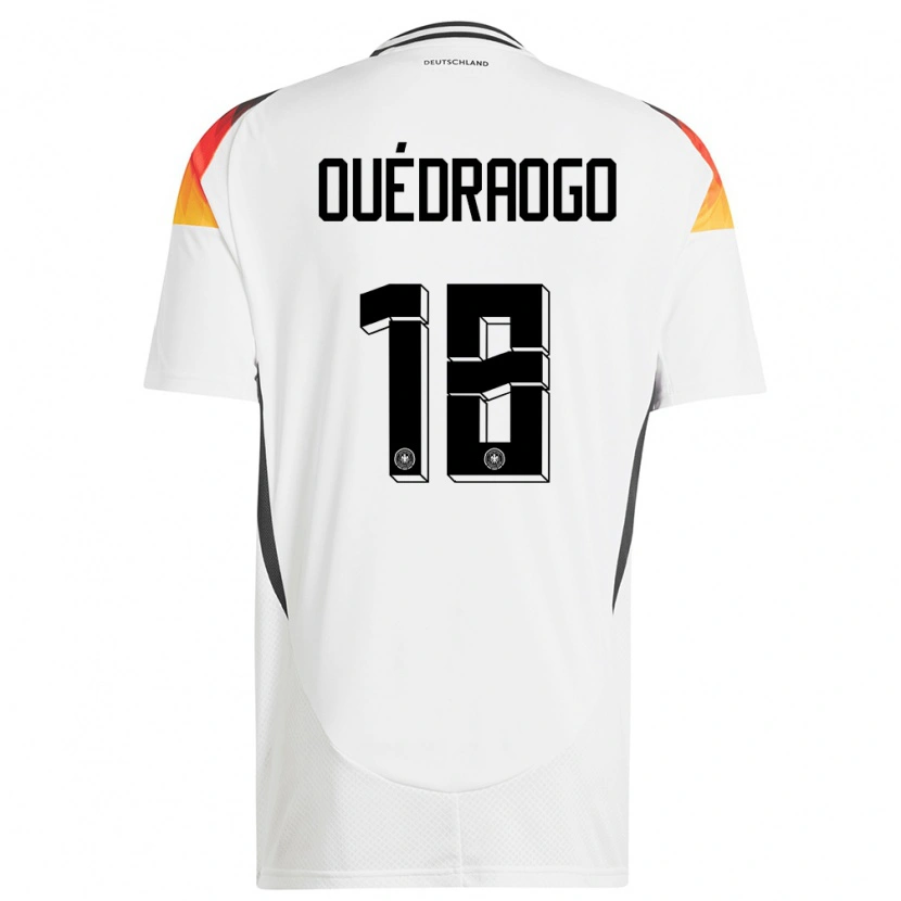 Danxen Mujer Camiseta Alemania Assan Ouédraogo #18 Blanco 1ª Equipación 24-26 La Camisa México