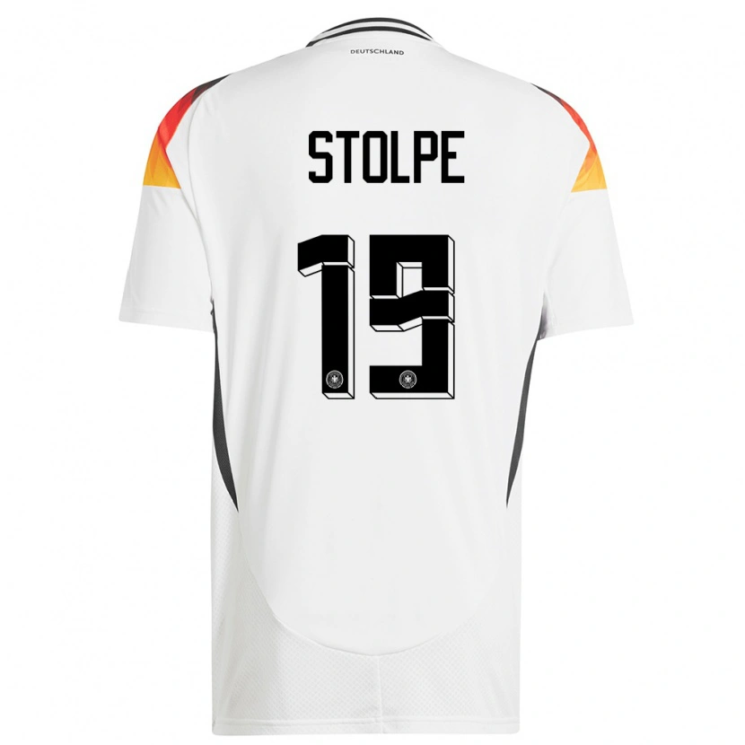 Danxen Mujer Camiseta Alemania Robin Stolpe #19 Blanco 1ª Equipación 24-26 La Camisa México