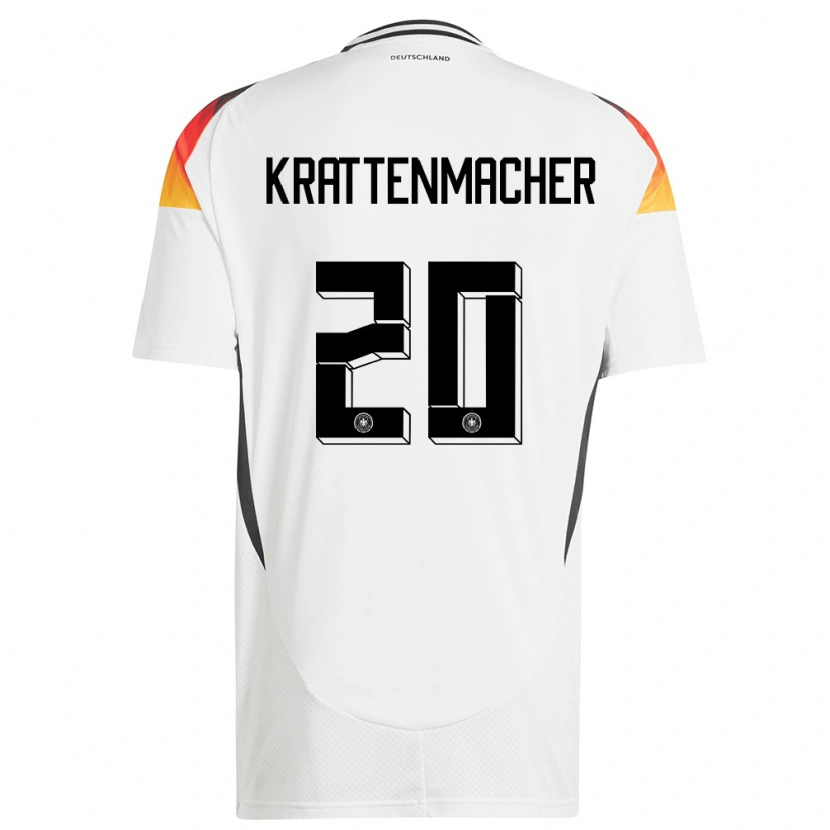 Danxen Mujer Camiseta Alemania Maurice Krattenmacher #20 Blanco 1ª Equipación 24-26 La Camisa México